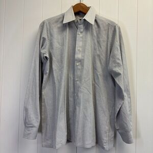 Vintage Yves Saint Laurent Men 90s Classic Plaid Button Down Shirt Size 16 34-35